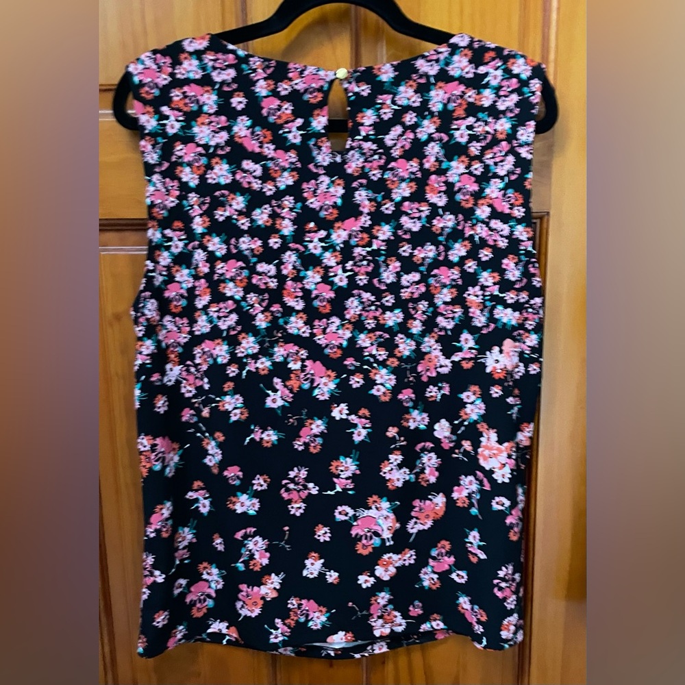Calvin Klein CK Women's Floral Pleat Neck Cami Camisole w Hardware Blouse Top L - Picture 5 of 14